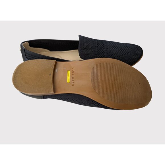 Cole Haan Womens Grandseries Loafers Size 7.5 Black Knit & Leather Slip-On - Picture 6 of 7